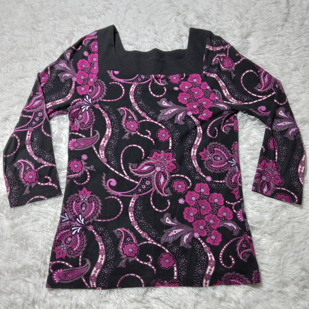 COPY - Tommy Hilfiger Black and Purple Paisley Top